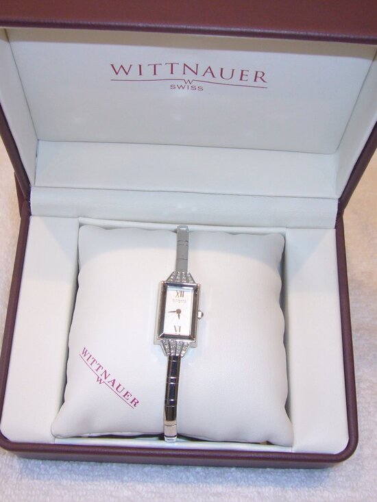 Wittnauer Rectangular Ladies A6 Diamond Accent, Sapphire Crystal Watch EXCELLENT